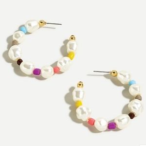 Rainbow Pearl Hoop Earrings